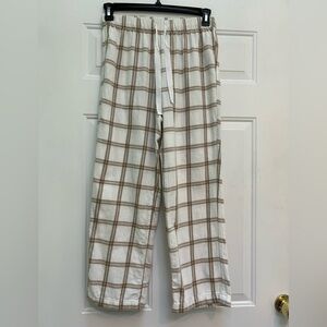 Plaid J. Crew White and Brown Lounge Pants 100% cotton S